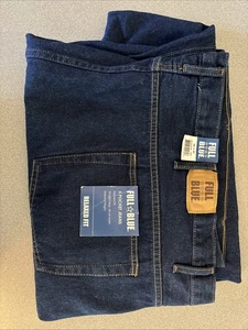 NWT Full Blue Men's Big & Tall 5-Pocket Relaxed Fit Jean 56x30 Dark Wash Casual - Picture 1 of 15