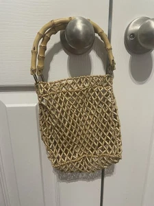 Vintage Gorgeous Bamboo Handled Beaded Small Clutch or Handbag-BOHO HIPPY - Picture 1 of 14