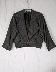 Vintage Mondi grau Wollmischung gefüttert Damen Mantel Jacke Größe 34 West Germany Taschen - Bild 1 von 10