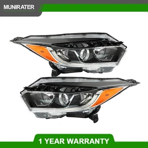 Halogen Headlights Left+Right Set For Honda Hrv Hr-V 2019-2021 w/ LED DRL Black - Picture 1 of 12