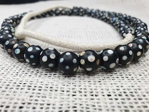 Black Dot Venetian Skunk beads African Trade Beads Authentic Antiques COLLECTION - Picture 1 of 11