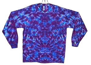 Camisa Tie Dye | Blotter Púrpura y Azul | Camiseta Manga Larga Hecha a Mano | Pequeña-6X - Imagen 1 de 7