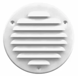 White Round Air Vent Grille with Fly Screen Metal Flat Duct Ventilation Cover - Picture 1 of 2