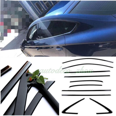 Para 2012-2018 AUDI A7 S7 preto aço inoxidável exterior moldura de janela de carro acabamento tiras - Imagem 1 de 4