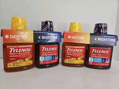 Pacote com 2 Tylenol resfriado + gripe tosse líquida dia e noite grave 8 oz validade 11/25 novo - Imagem 1 de 4