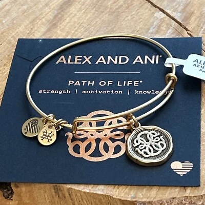 Alex and Ani "CAMINO DE LA VIDA" Rafaeliano Símbolo Oro Dije Pulsera con Tarjeta NUEVO Foto 1 de 4
