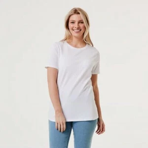 Plain Blank Cotton Short Sleeve T-shirt for Women Girls White Basic Tee Size 10 - Picture 1 of 4