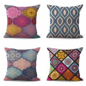 set of 4 patchwork mandala cushion covers decorative throw - Picture 1 of 10