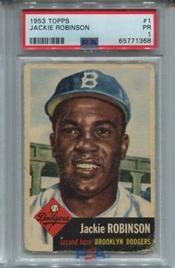 1953 '53 Topps Baseball #1 Jackie Robinson Dodgers Card Graded PSA 1 Centered