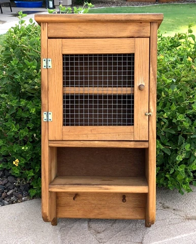 Vintage Wall Display Cabinet With Door Rustic Farmhouse Cupboard Cover