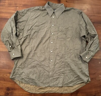 Ike Behar Green Striped Long Sleeve Button up Dress Shirt Size 18/34 - Image 1 of 4