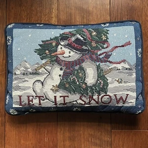 Tapiz Vintage Invierno Almohada Muñeco de Nieve Árboles de Navidad Decoración de Vacaciones - Imagen 1 de 3