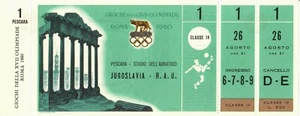 1960 Rome Olympic Football Soccer Unused Ticket Yugoslavia United Arab Republic - Picture 1 of 1