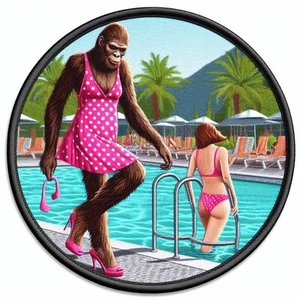 Female Bigfoot Patch Printed Embroidered Iron-on Applique Cryptid Legend Funny - Picture 1 of 11