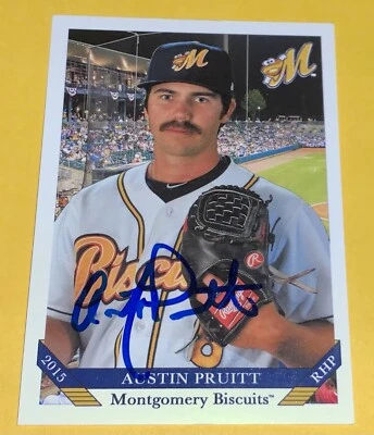 Austin Pruitt SIGNED 2015 Montgomery Biscuits Card RC Auto Rays Houston Astros - Image 1 of 2