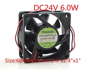 SUNON Cooling Fan PMD2406PTB1-A 24V 6.0W 6CM 6025 60x60x25mm 2.4"x2.4"x1" - Picture 1 of 5