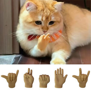 6Pcs Tiny Hands for Cats Silicone Mini Hands for Cats Stretchable Hands Cat Toy
