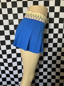 NEW BLUE Flare SEAMS Stretch Spandex Shorts Skort ELASTIC WAISTBAND Tennis Sz M - Picture 1 of 10