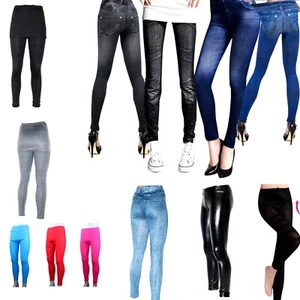 Damen Jeggings Jeggins Leggings Leggins Jegins Legins Hose Einheitsgröße Wählbar - Bild 1 von 10
