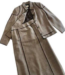 vtg 70s Harve Benard Wool 2 PC Skirt Suit Lined Herringbone Jacket 10 / Skirt 6 - Picture 1 of 19