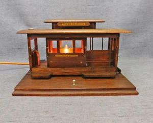 Ancienne lampe de téléphérique en bois San Francisco 500 Powell & Mason avec ampoule propre fonctionne - Photo 1/17