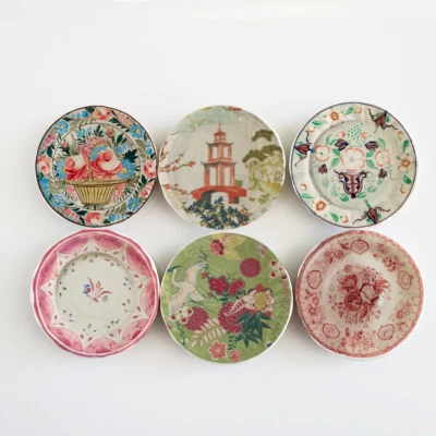 Dollhouse Miniatures Chinoiserie Ceramic Plates Kitchen Home Decor Handmade Set - Image 1 of 4