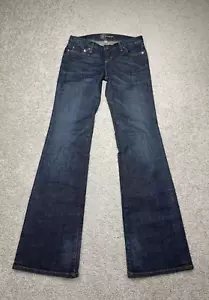 Pantalones de mezclilla Bebe Y2K años 90 corte boot tiro bajo lavado oscuro talla 26 28x33 acampanados estrás - Imagen 1 de 10