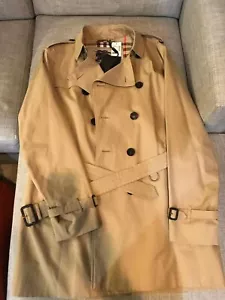 New with Tag Burberry Men Kensington Mid Length Trench Coat Honey Size US 48 M - Picture 1 of 10