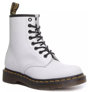 DR MARTENS 1460 Glatt Damen Schnürer Leder Damen Stiefel IN Weiß UK 3 - 8 - Picture 1 of 6