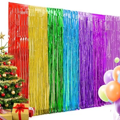 7 Pièces Rideau Frange Anniversaire 1 x 2m Multicolore Rideau Metallique Auto... - Photo 1/4