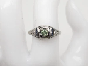 Antique $3000 KS .45ct Natural Alexandrite Diamond 18k White Gold Filigree Ring - Picture 1 of 8