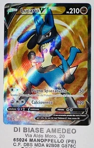 POKEMON LUCARIO V FULL ART SWSH213 PROMO BLACK STAR ITALIANO NM/MINT! - Foto 1 di 3