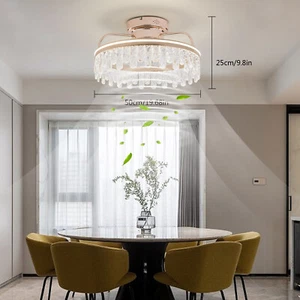 Ceiling Fan Light Invisible Blades Chandelier Pendant Lamp 3 Color w/ Remote - Picture 1 of 14