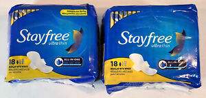 Lot Of 2 Stayfree Ultra Thin Pads With Wings 18ct Brand New Sealed
