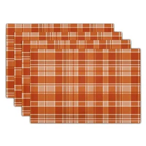Fall Thanksgiving Placemats Autumn Orange Placemats Set of 4 Fall Buffalo Pla... - Picture 1 of 8