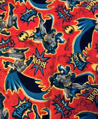 Superhero Retro Batman DC Comics KA-BOOM THACK! on Red By David Textile BTFQ - Image 1 of 4