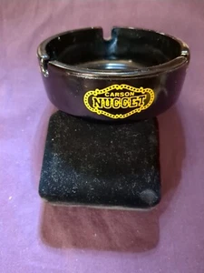 Vintage Casino Ashtray CARSON CITY NUGGET Nevada Black Glass Ashtray - Picture 1 of 5