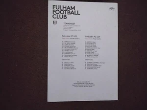 04/10/24 FULHAM U21 V CHELSEA U21 MINT TEAMSHEET PL2 - Picture 1 of 1