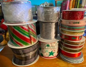 16 Roll's Place & Time Holiday Christmas Wired Ribbon Variety Size Design Offray - Picture 1 of 9