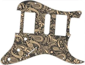 Stratocaster Graphical Pickguard Custom fit Fender HSH 11 Hole Paisley BK CR - Picture 1 of 1