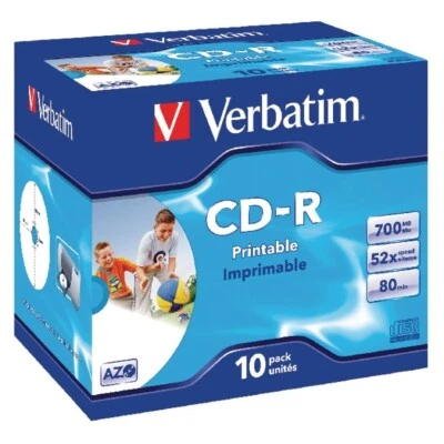 Verbatim CD-R 10 PACK Printable  700MB / 80 Minute / 52x Recordable Blank CDR - Image 1 of 4