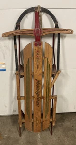 Antiker Eindecker Schlitten - Metall und Holz - für Kinder - Vintage - Bild 1 von 3
