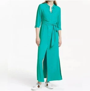 Boden Katrina Maxi Shirt Dress Blue Sz 8P Business Casual Vacation Chic No Belt - Picture 1 of 11