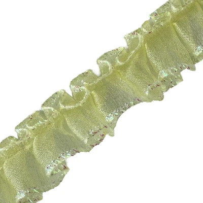 1" BOX PLEATED ORGANZA, SEWN IN MIDDLE, IRIDESCENT EDGES, FREE SHIPPING USA - Image 1 of 4