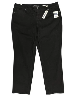 Code Bleu 22W Jeans Chelsea Straight Leg Black Classic Rise Tummy Slimming Panel - Image 1 of 4