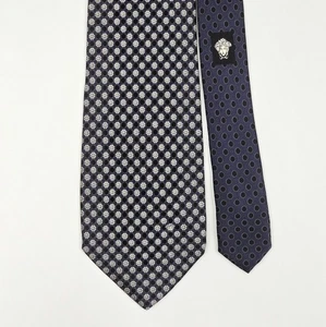 Corbata Versace Corbata Floral Lunares en Seda Azul Oscuro - Imagen 1 de 6