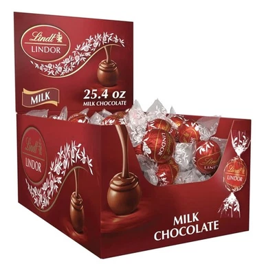 Lindt LINDOR Milk Chocolate Candy Truffles w Smooth Melting Center 60ct! 25.4oz! - Image 1 of 3