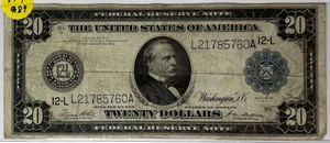 1914 US $20 Twenty Dollar Federal Reserve Note Blue Seal - San Francisco - Picture 1 of 2