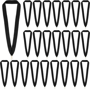 Black Award Ribbon Lanyards Medal Ribbons Flat Neck Straps for Medals with Clips - Picture 1 of 12