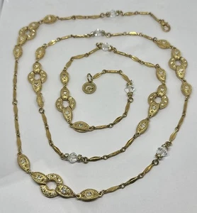 Collar St. John estrás facetado tono dorado 50” largo vintage años 90 declaración - Imagen 1 de 5